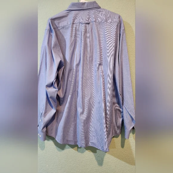 IZOD Button Up Shirt Mens large Blue White Plaid Houndstooth Long Sleeve Preppy - Picture 7 of 7